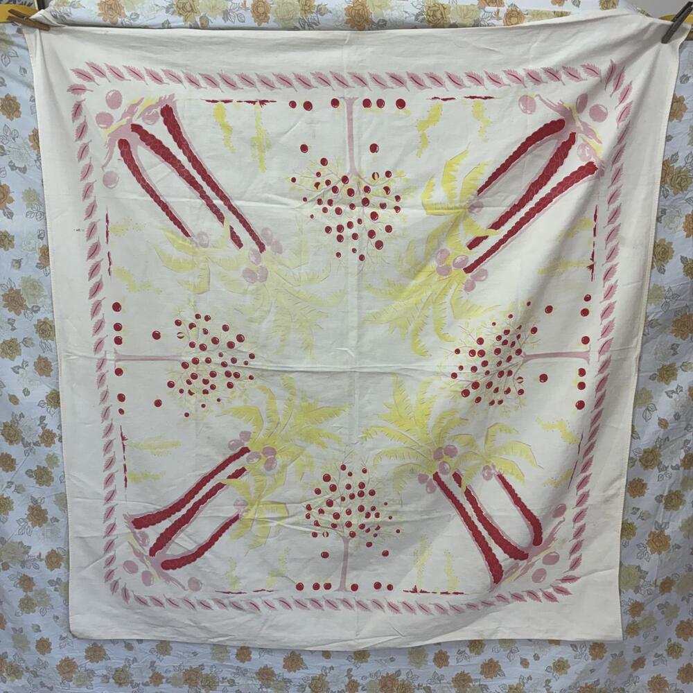 Vtg table cloth with cactus and trees